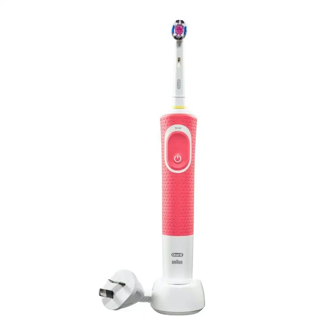 Oral-B Pro 100 3D White Polish Electric Toothbrush w/ Travel Case - Pink