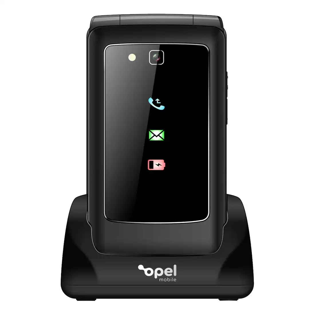Opel Mobile Flip X 4G Flip Phone (Bonus $12 SIM Card, 2.8'', Keypad) - Black