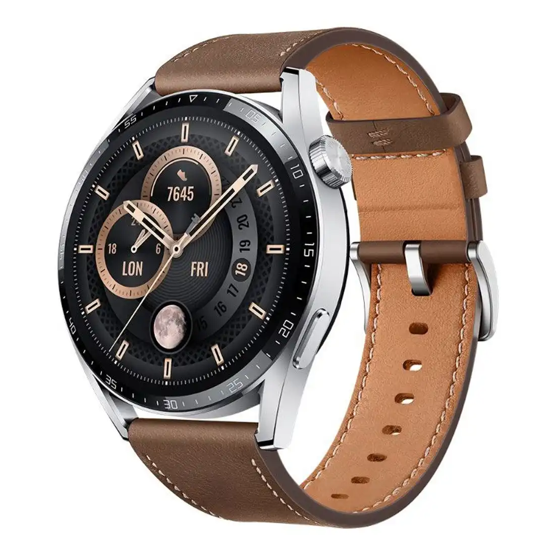 Huawei WATCH GT 3 Classic with Leather Strap 46mm Smart Watch - Brown