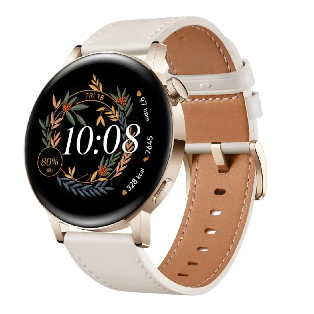 Huawei WATCH GT 3 Elegant with Leather Strap 42mm Smart Watch Milo-B19V - White