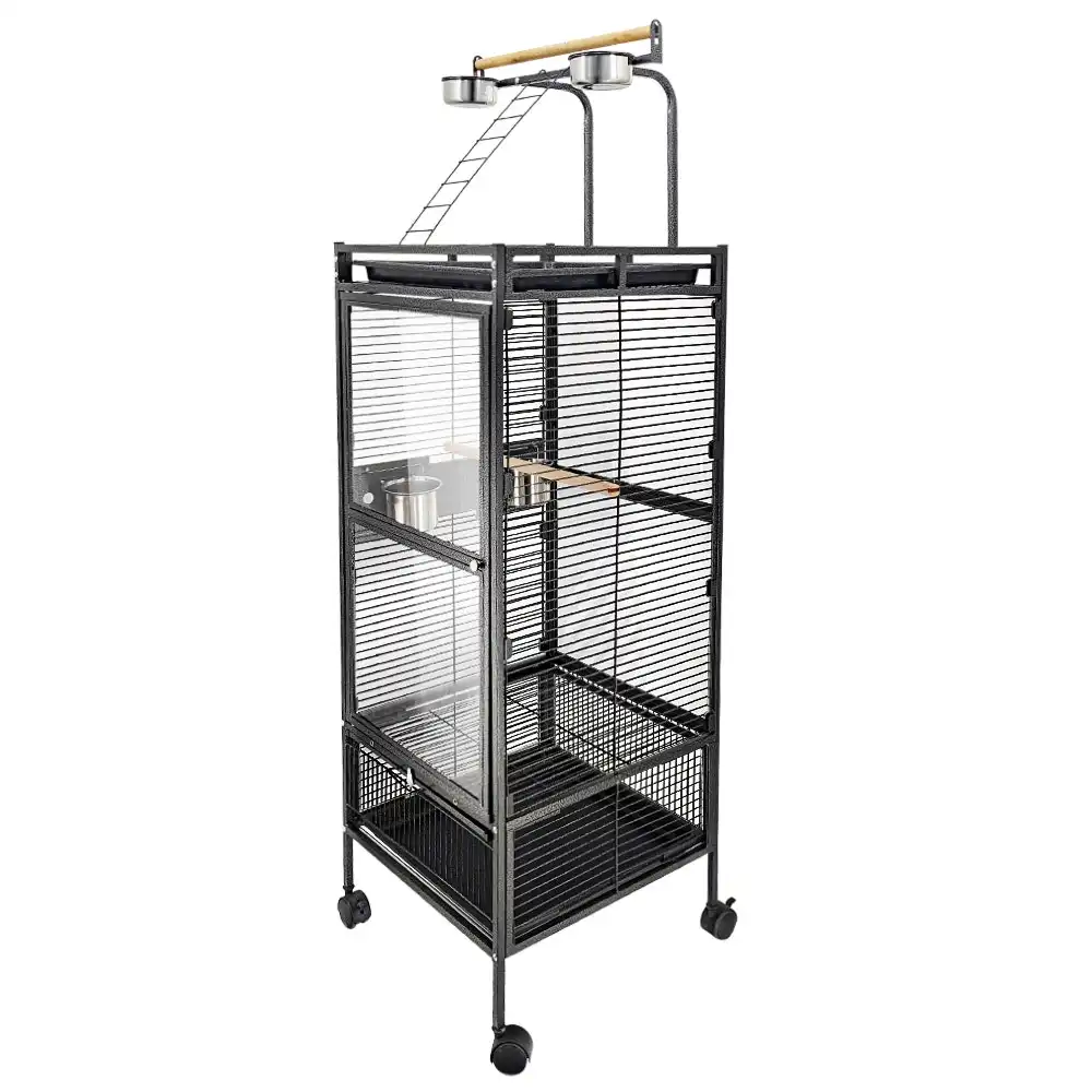 Taily Bird Cage Acrylic Large Aviary 152CM Parrot Cages Stand-Alone Budgie Black