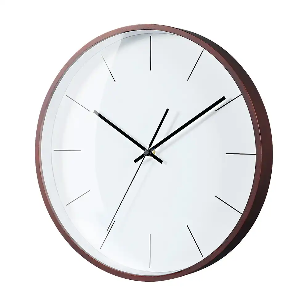 Furb Wood Wall Clock 35cm Round Wall Clocks Silent Non-Ticking For Home Decor