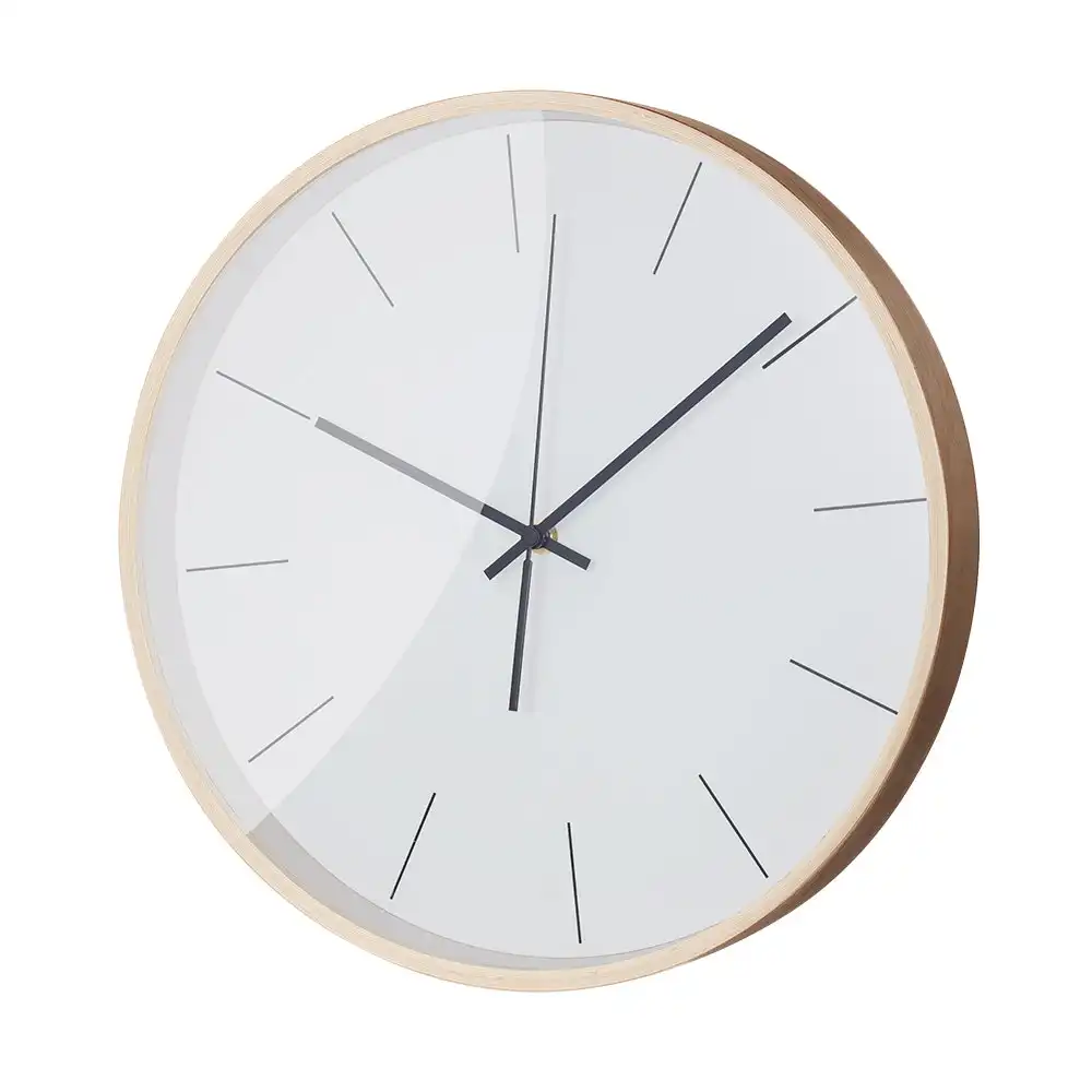 Furb Wood Wall Clock 35cm Round Wall Clocks Silent Non-Ticking For Room Decor