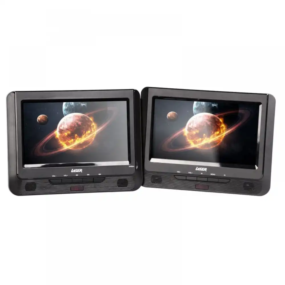 Laser 9 inch Portable DVD Player Dual Screen with USB SD 12v 240v Region Free SD