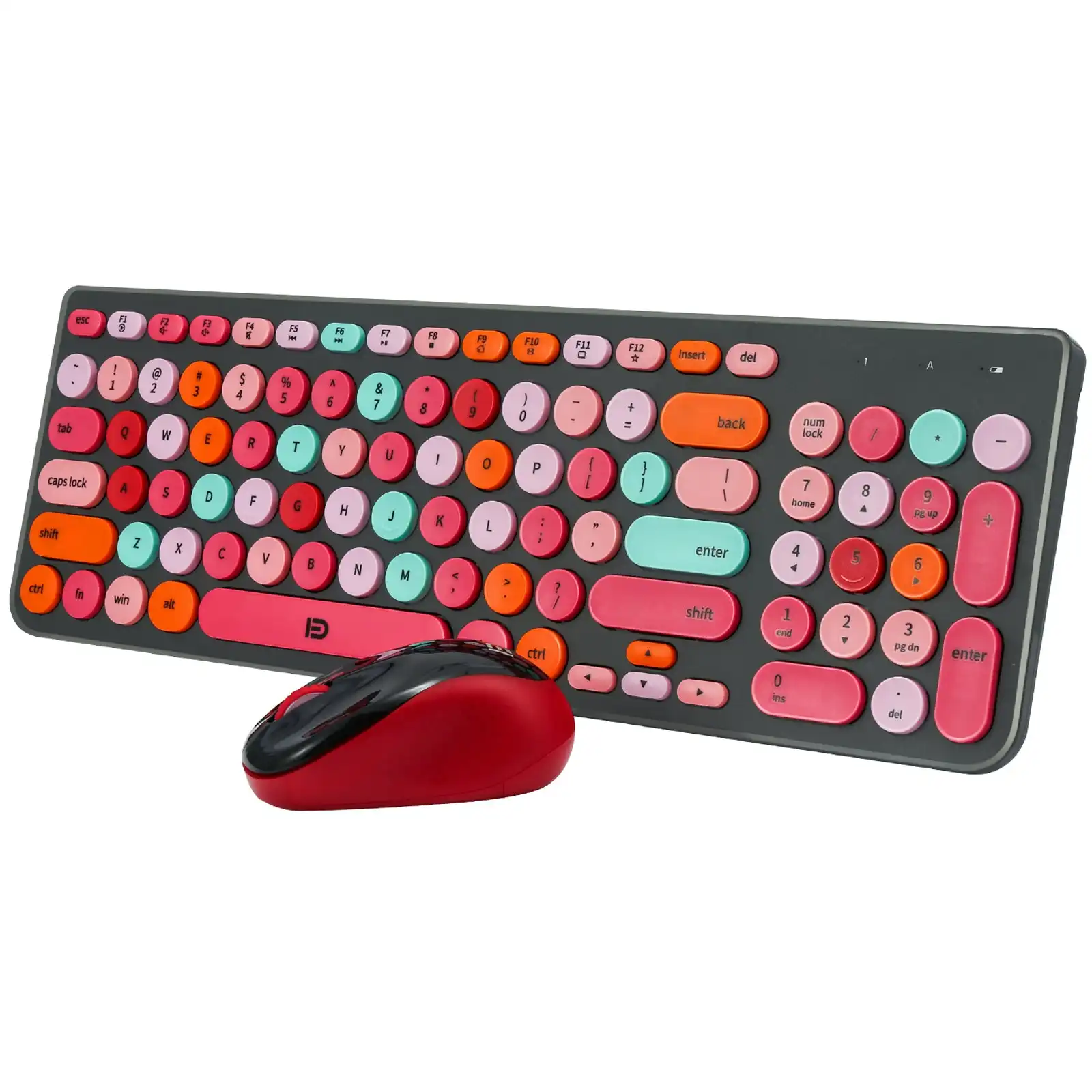 2.4Ghz Wireless Keyboard Mouse Combo Rechargeable Mac Windows Android 96 Key - Black Red