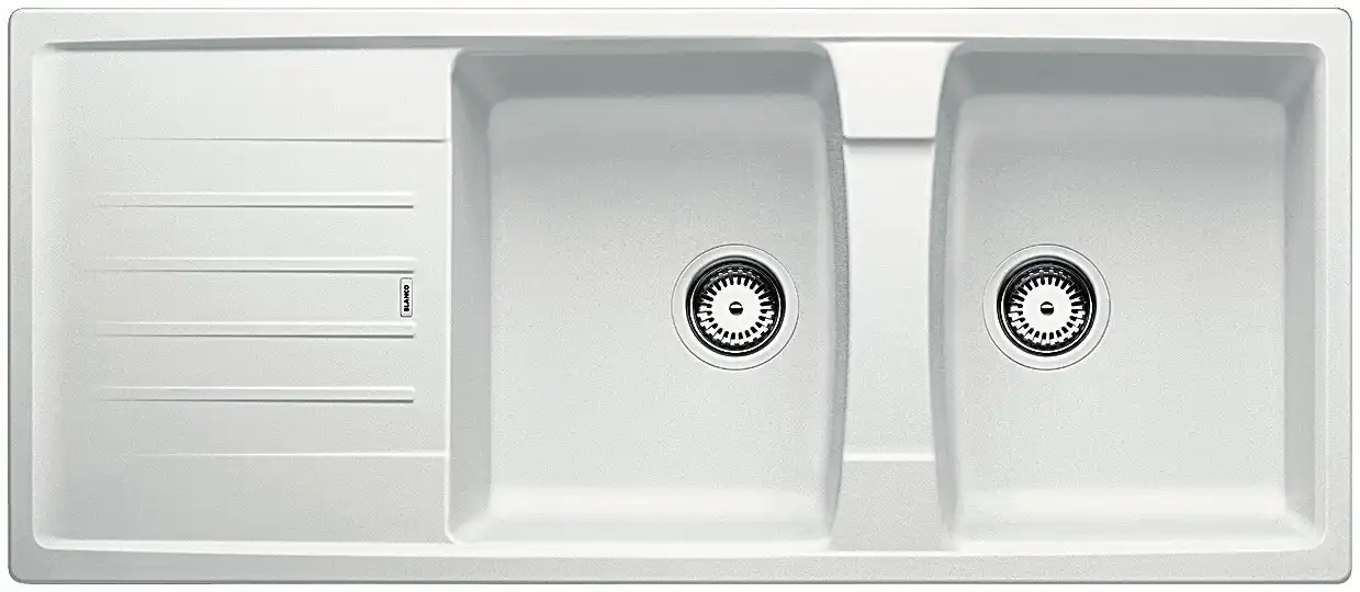 Blanco White Double Bowl Inset Granite Sink With Drainer LEXA8SWK5 526813