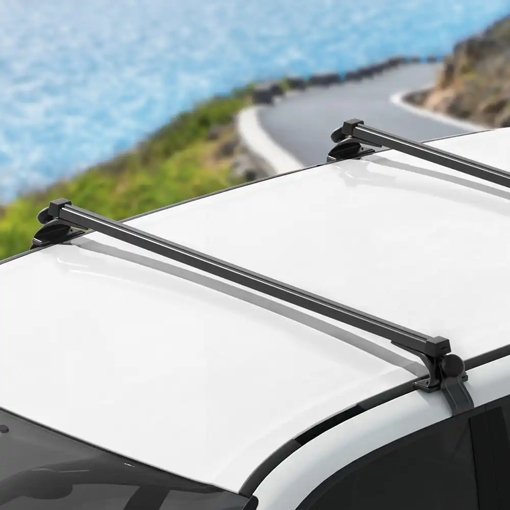 Universal Car Roof Racks Pod Aluminium Cross Bars Adjustable 145cm Black