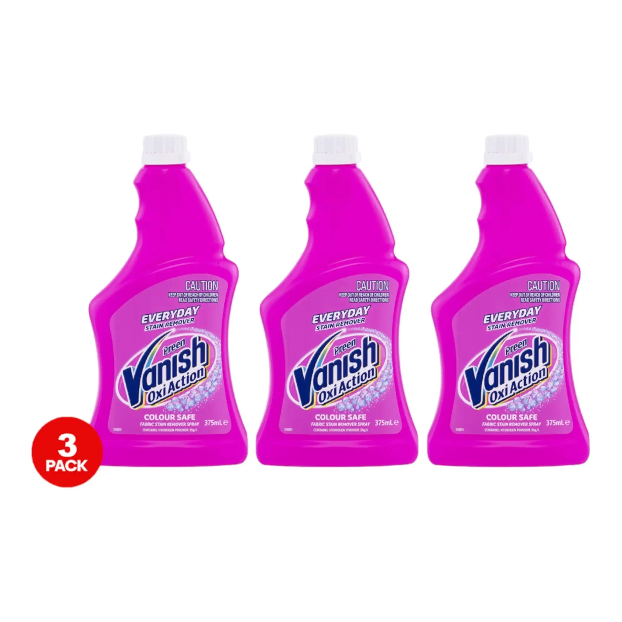 3 Pack Vanish Preen OxiAction Everyday Stain Remover Refill 375mL