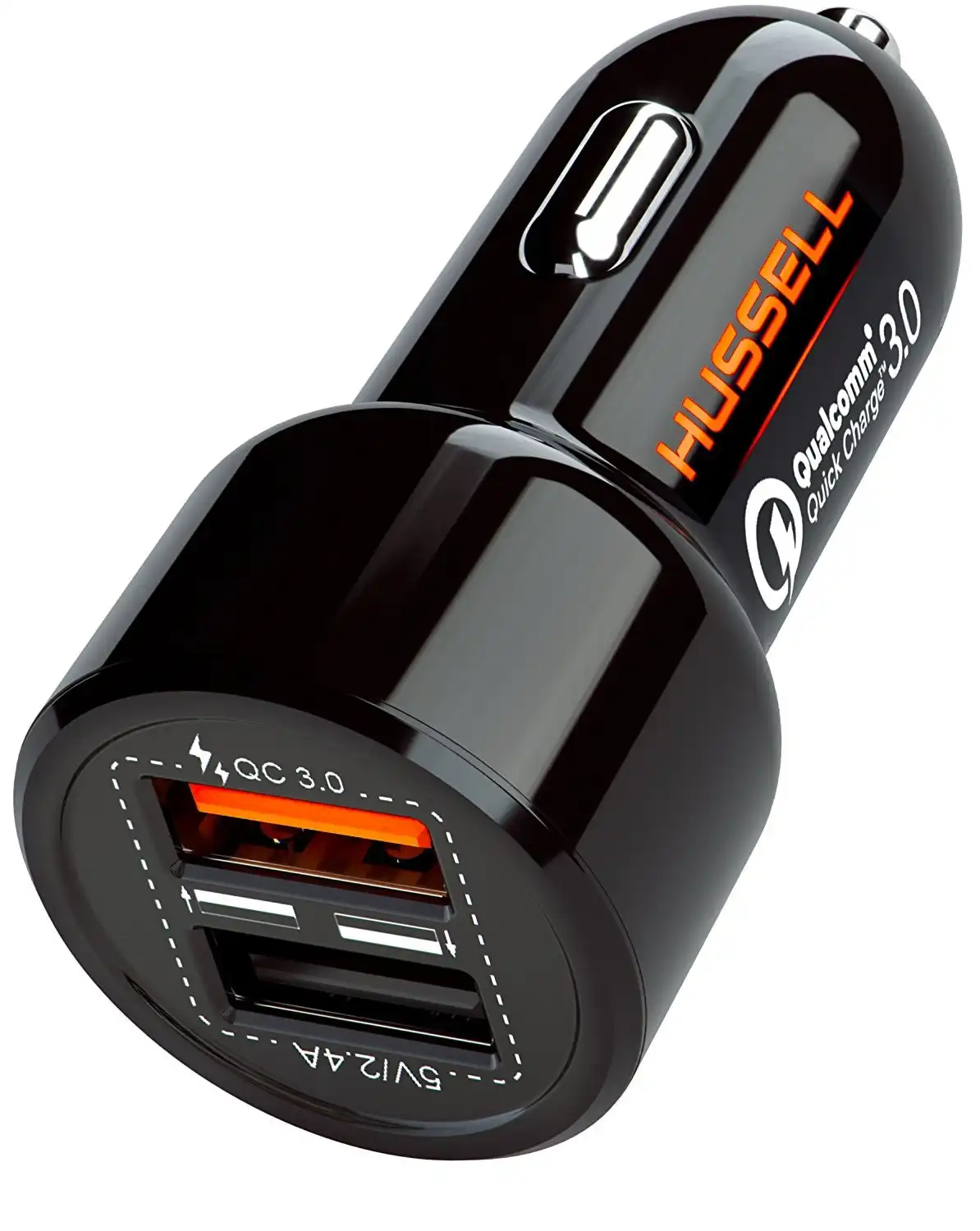 HUSSELL Car Charger. Quick Charge 3.0 + 2.4A Smart IC Dual USB Car Charger Adapter for any iOS or Android Devices: Samsung and More