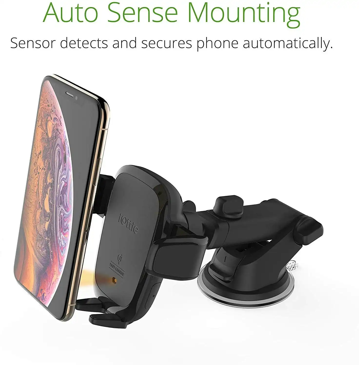 iOttie Auto Sense Automatic Clamping Qi Wireless Charging Dashboard Car Phone Mount, Car Charger || for iPhone, Samsung Galaxy, Huawei, LG, Smartphone