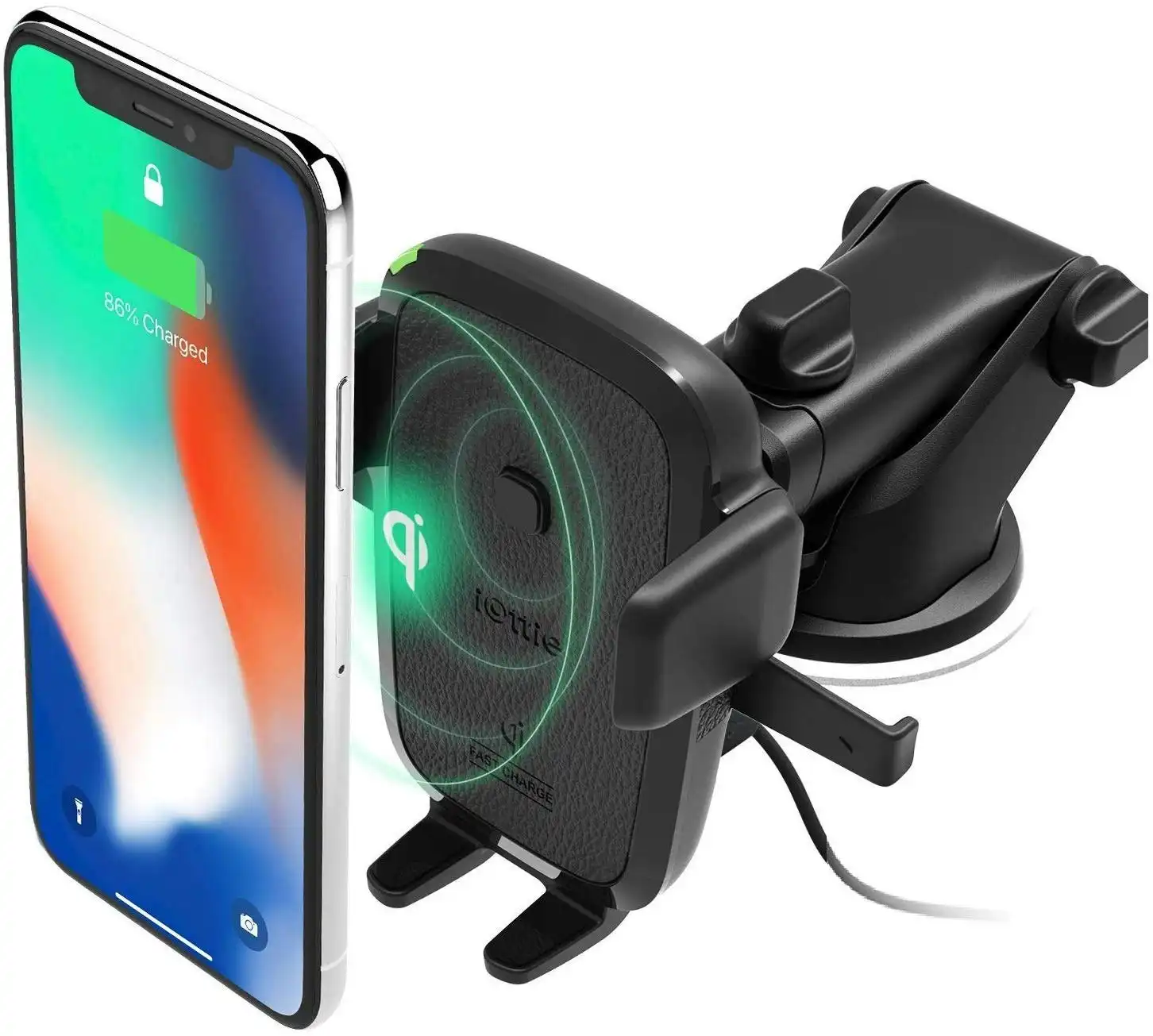 iOttie Easy One Touch Wireless Qi Fast Charge Car Mount Kit || Fast Charge: Samsung Galaxy S10 S9 Plus S8 S7 Edge Note 8 5 | Standard Charge: IPhone X