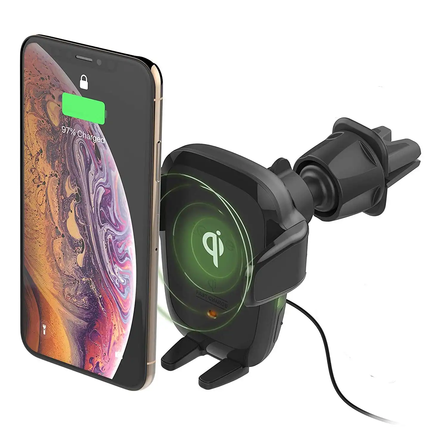 iOttie Wireless Car Charger Auto Sense Qi Charging Automatic Clamping CD + Air Vent Combo Phone Mount for iPhone, Samsung Galaxy, Huawei, LG, Smartpho
