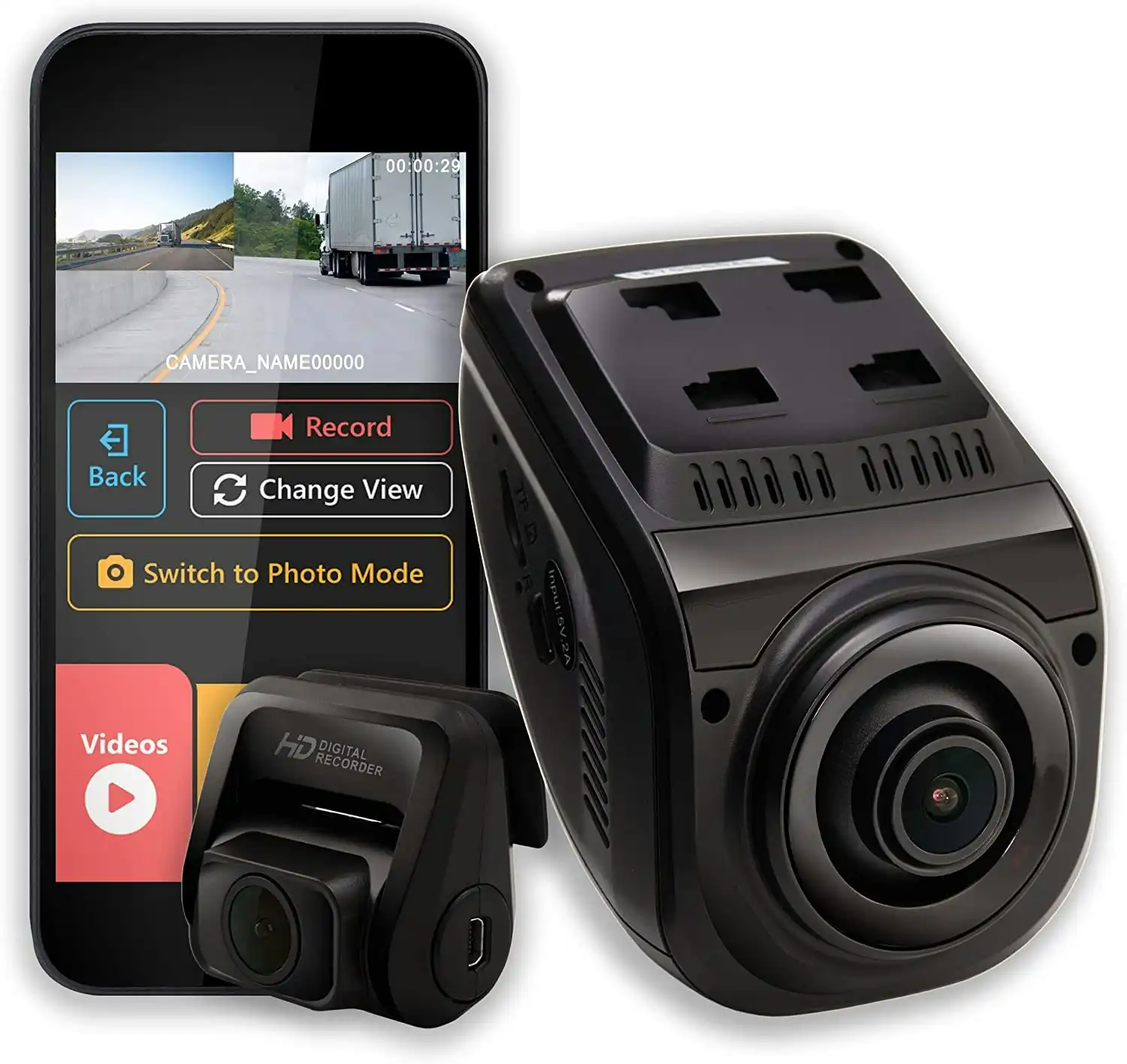 Rexing V1P 3rd Generation Dual 1080p Full HD Front and Rear 170 Degree Wide Angle Wi-Fi Car Dash Cam with Supercapacitor, 2.4" LCD Screen, G-Sensor, L