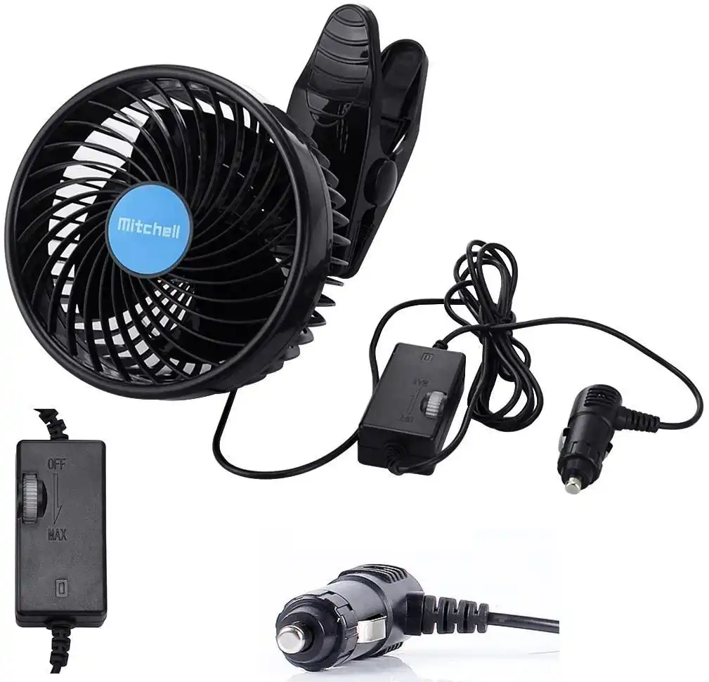 Alagoo 12V 6''Car Cooling Fan Automobile Vehicle Clip Fan Powerful Quiet Ventilation Electric Car Fans with Adjustable Clip & Cigarette Lighter Plug f