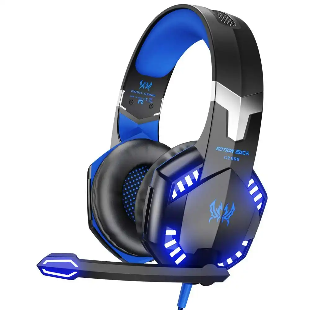 VersionTECH G2000 Stereo Gaming Headset for Xbox One PS4 PC Surround Sound Over-Ear Headphones with Noise Cancelling Mic LED Lights