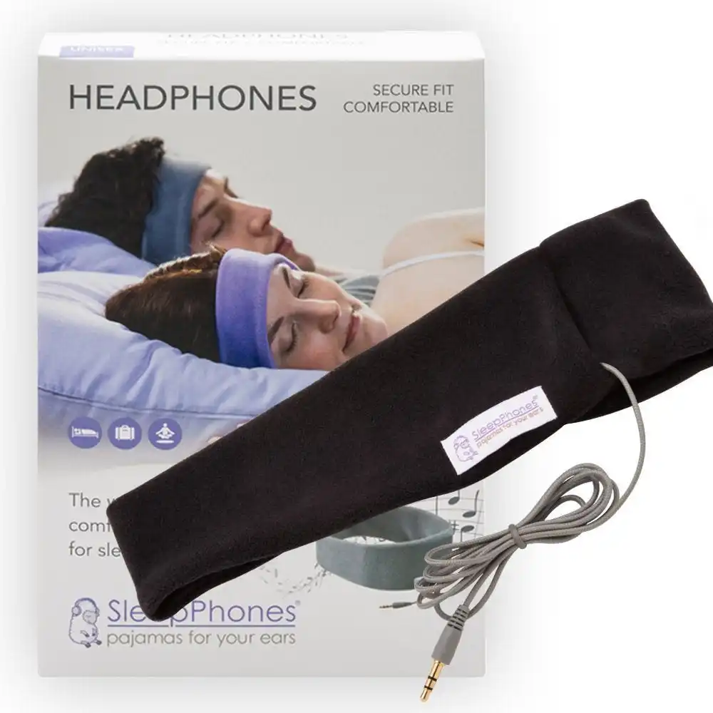 AcousticSheep SleepPhones Classic Sleep Headphones (Black, Medium - One Size Medium Fits Most)