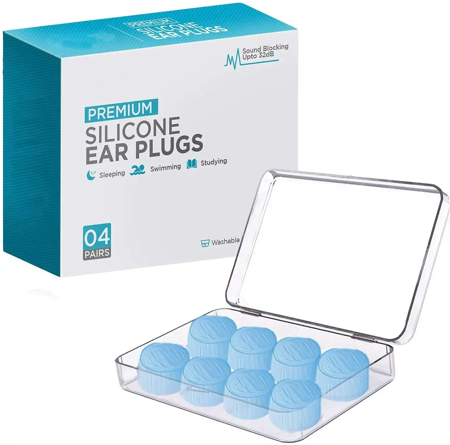 Kuyax Ear Plugs for Sleeping, Reusable Silicone Moldable Noise Cancelling Sound Blocking Reduction Earplugs for Swimming, Snoring, Concerts, Shooting,