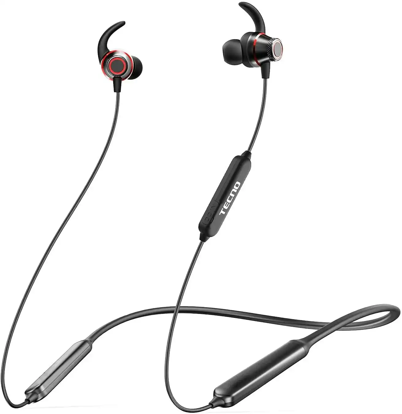 TECNO Wireless Bluetooth Headphones with Microphone, 38H Playtime Neckband Wireless Headphones, Running Headphones Wireless Earbuds Bluetooth for Spor