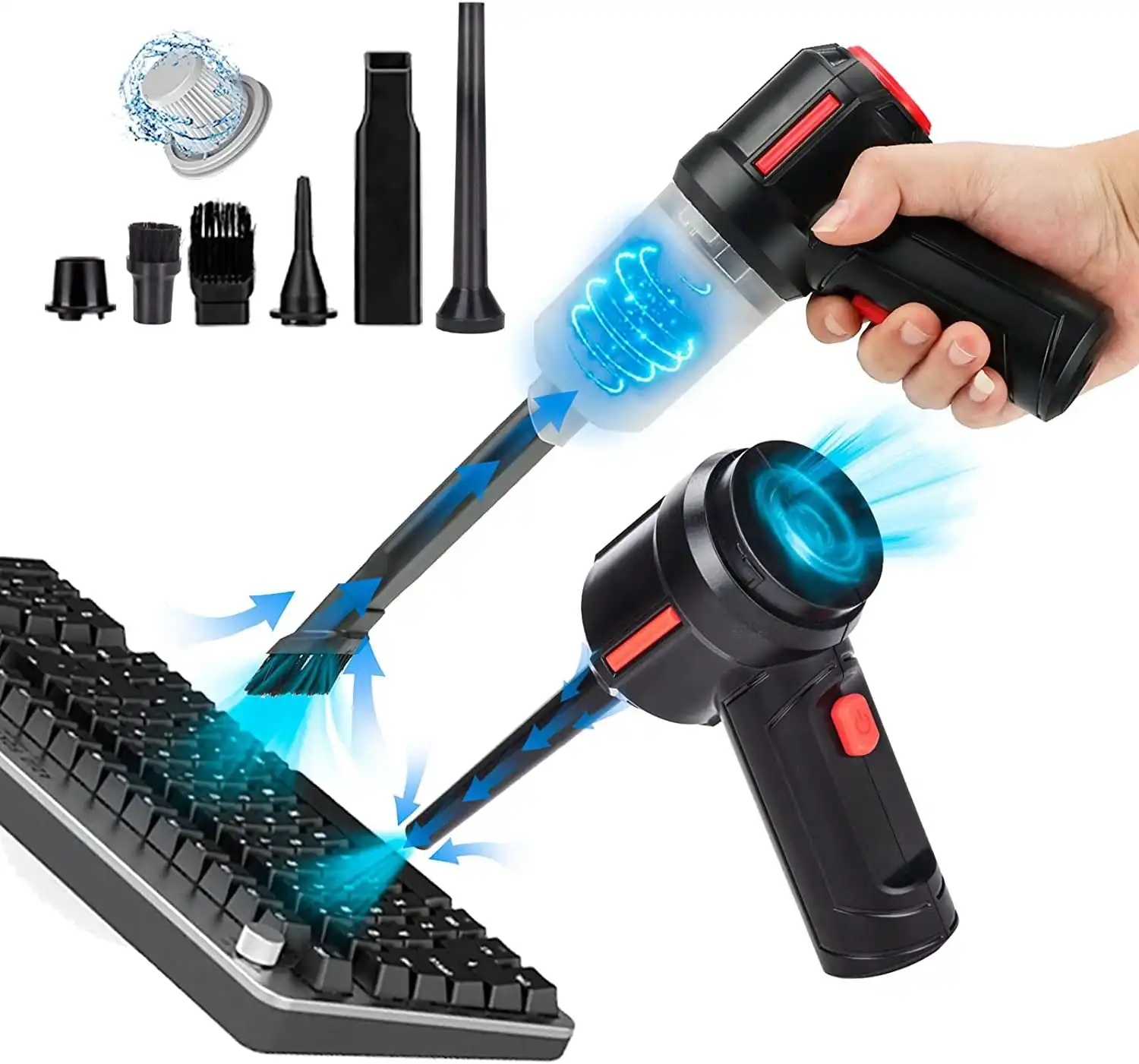 Meudeen Electric Air Duster for Keyboard Cleaning- Rechargeable Air Duster for Computer Cleaning- Compressed Air Duster- Mini Vacuum- Keyboard Cleaner 3-In-1