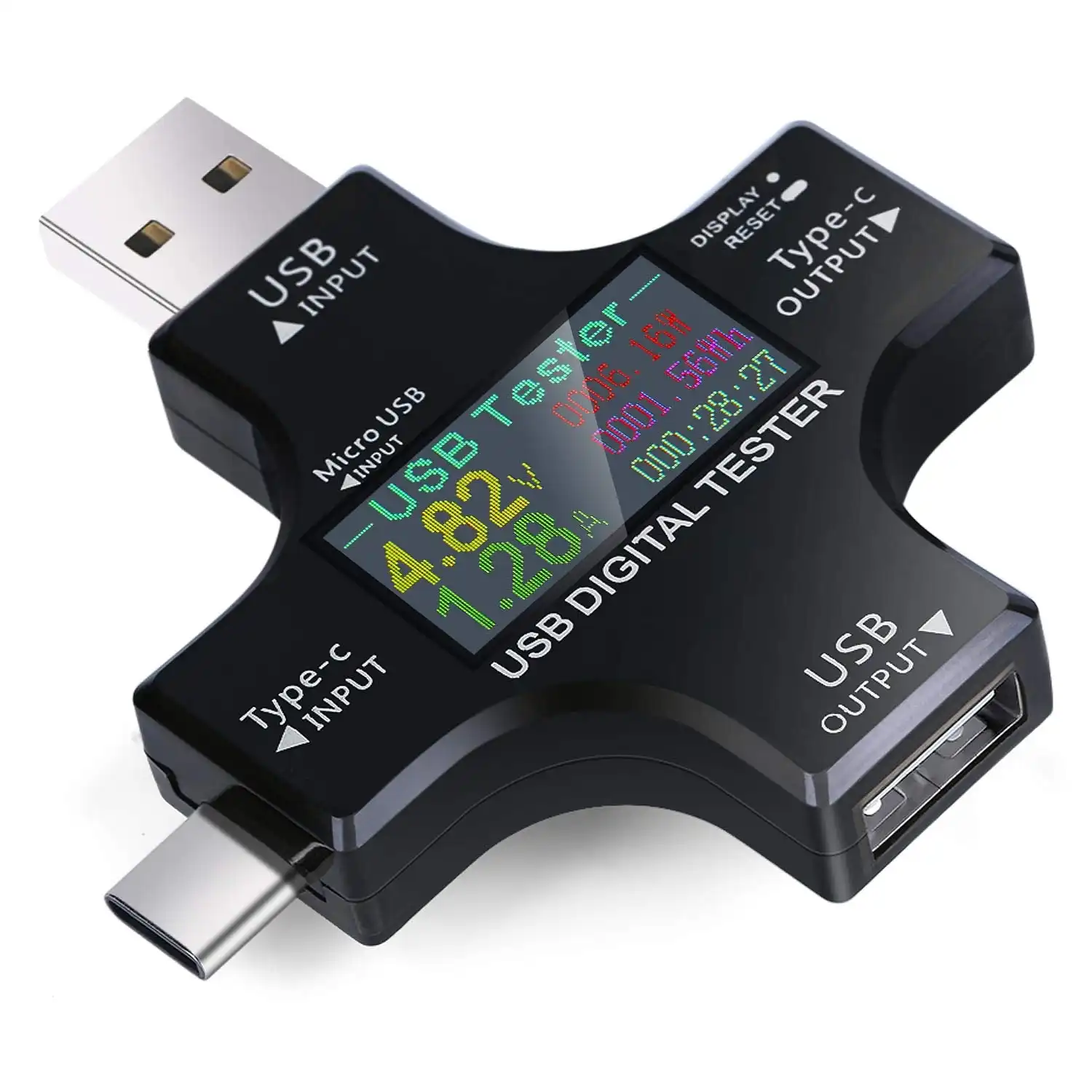 eversame USB C Power Meter Testers, 2 in 1 Tester Color Screen LCD Digital Multimeter Voltage Current Voltmeter Amp Volt Ammeter Detector