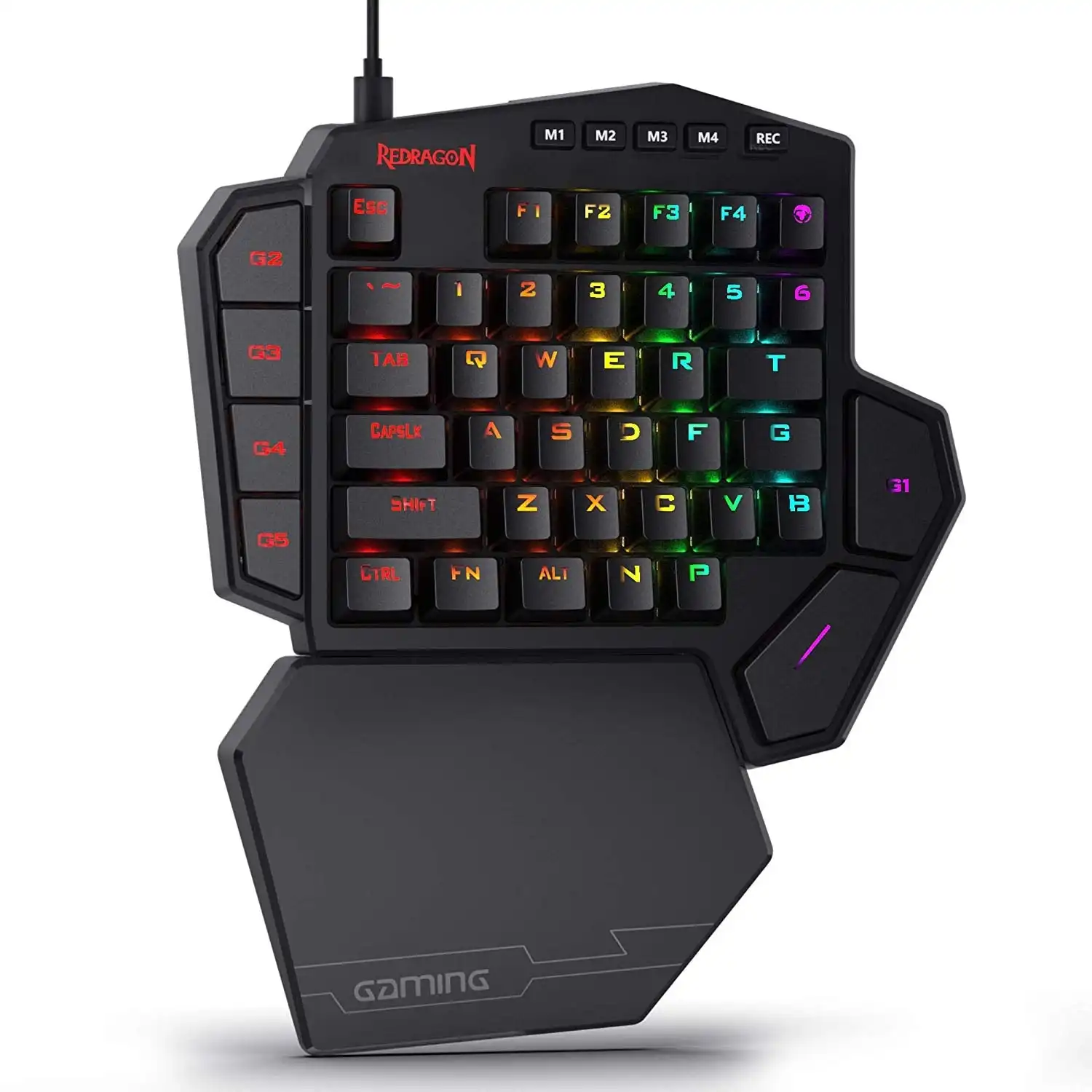 Redragon K585 DITI One-Handed RGB Mechanical Gaming Keyboard, Blue Switches, Professional Gaming Keypad with 7 Onboard Macro Keys, Detachable Wrist Re