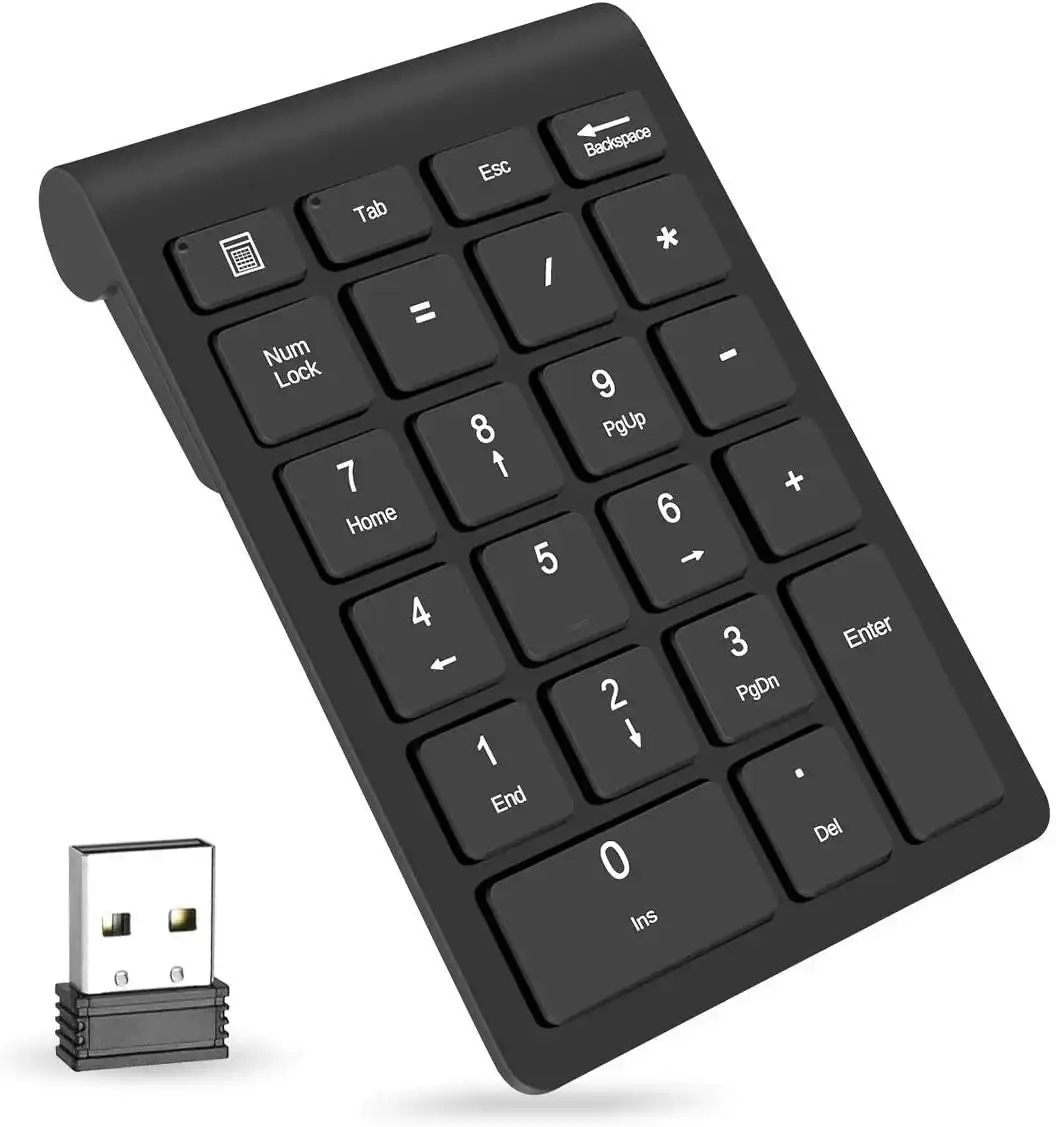 Foloda Wireless Number Pads, Numeric Keypad Numpad 22 Keys Portable 2.4 GHz Financial Accounting Number Keyboard Extensions 10 Key for Laptop, PC, Des