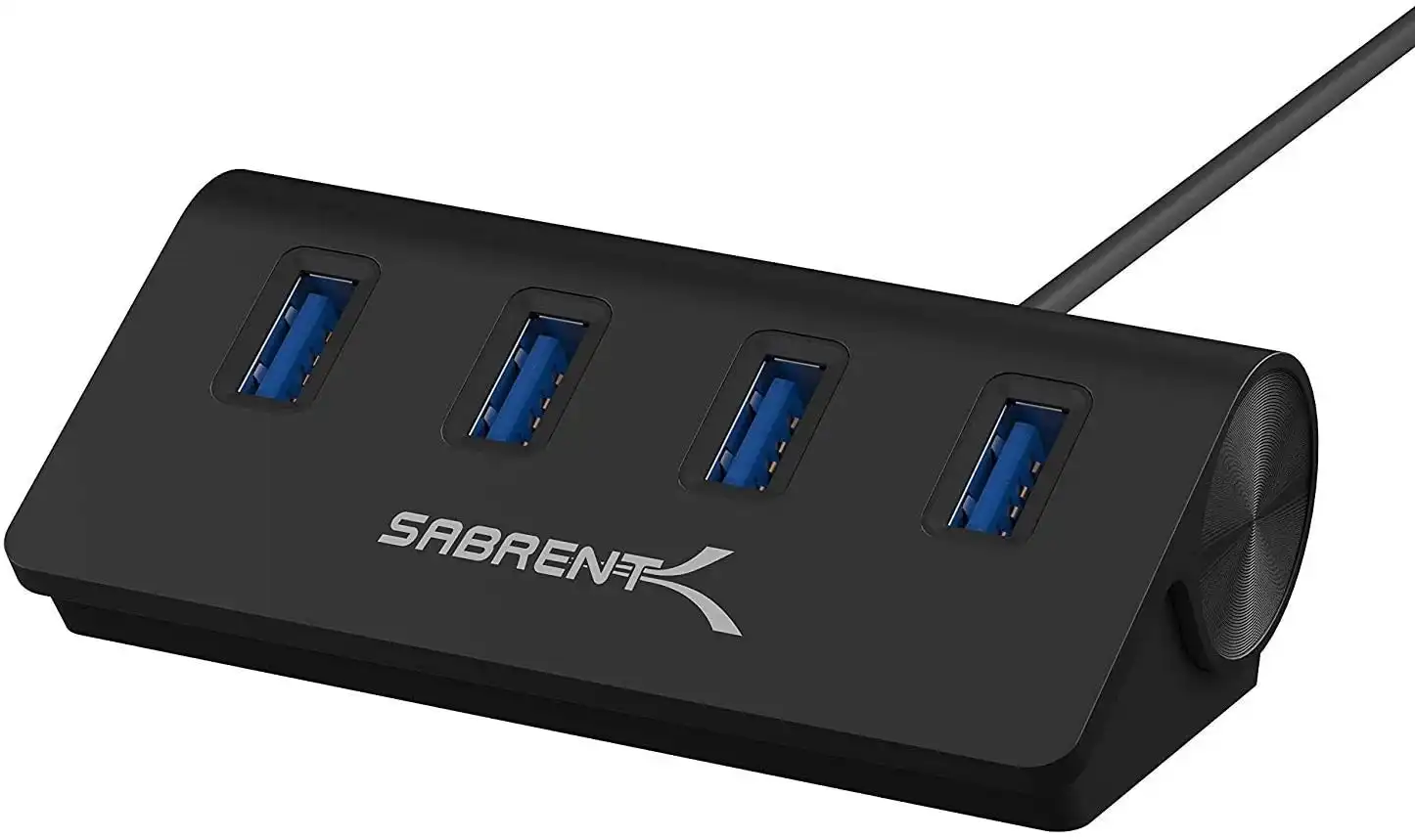 Sabrent Premium 4 Port Black Aluminum USB 3.0 Hub (30" Cable) for iMac, MacBook, MacBook Pro, MacBook Air, Mac Mini, or Any PC [Black] (HB-MC3B)