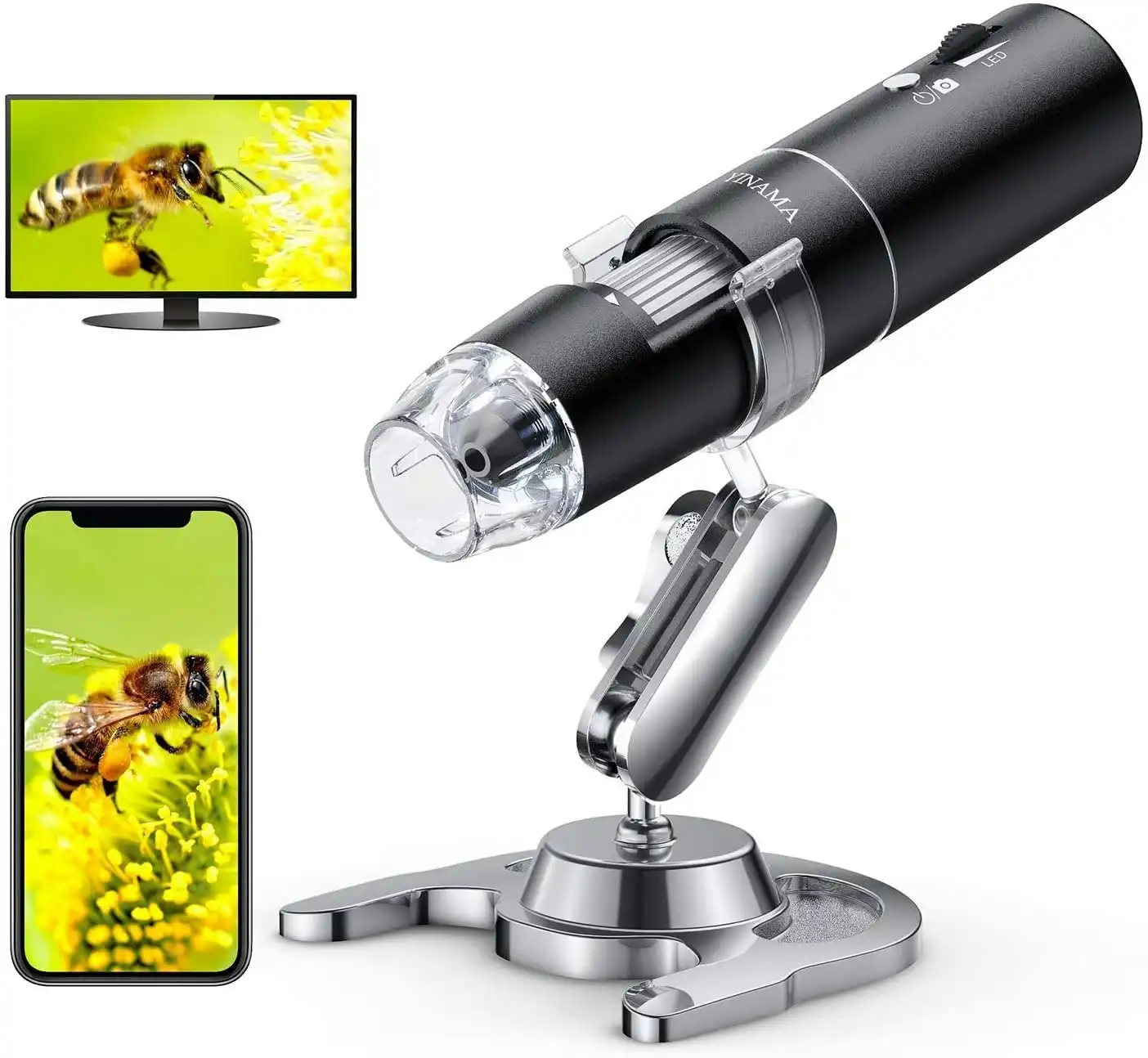 YINAMA Wireless Digital Microscope, 50x to 1000x Magnification Microscope Camera,8 LED Mini Pocket Handheld Microscopes with 1080P 2MP, Compatible wit