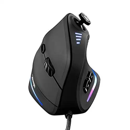Gaming Mouse with 5 D Rocker, TRELC Ergonomic Mouse with 10000 DPI/11 Programmable Buttons, RGB Vertical Gaming Mice Wired for PC/Laptop/E-Sports/Game