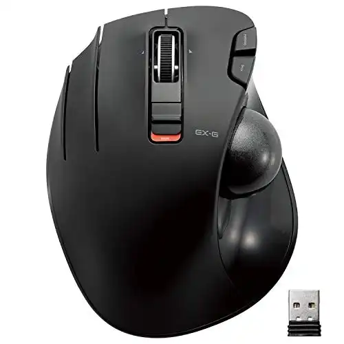 ELECOM Left-Handed 2.4GHz Wireless Thumb-operated Trackball Mouse, 6-Button Function with Smooth Tracking, Precision Optical Gaming Sensor (M-XT4DRBK)