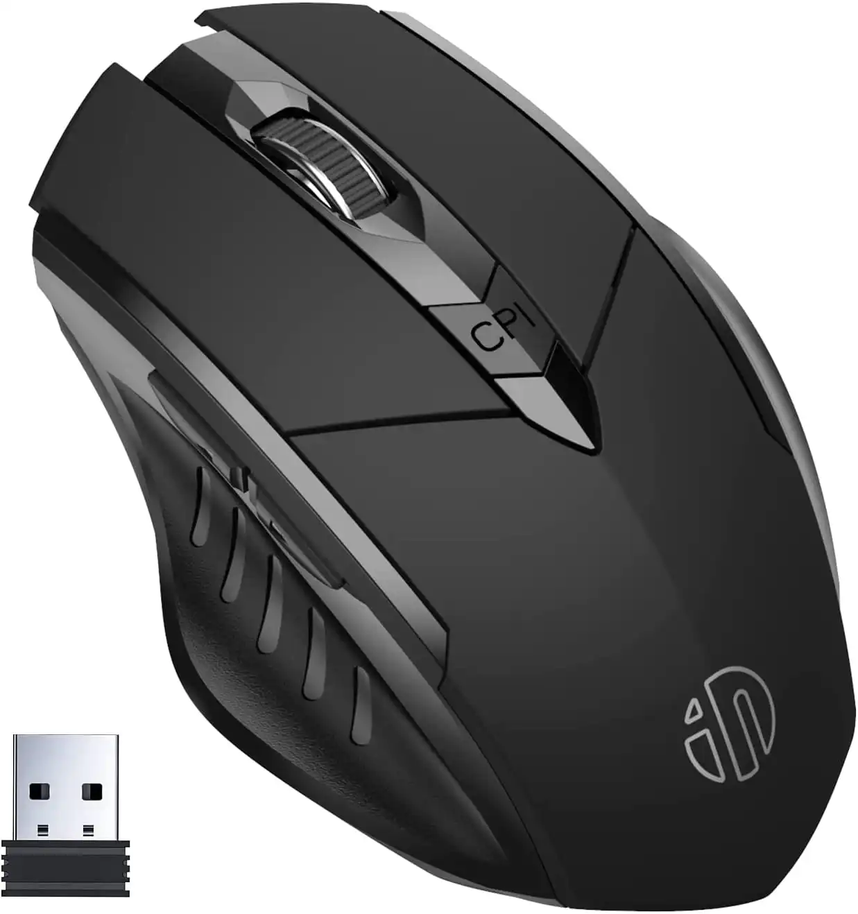 INPHIC Wireless Mouse 700Mah Large Ergonomic Rechargeable 2.4G Optical PC Laptop Cordless Mice with USB Nano Receiver, for Windows Computer Office, Black