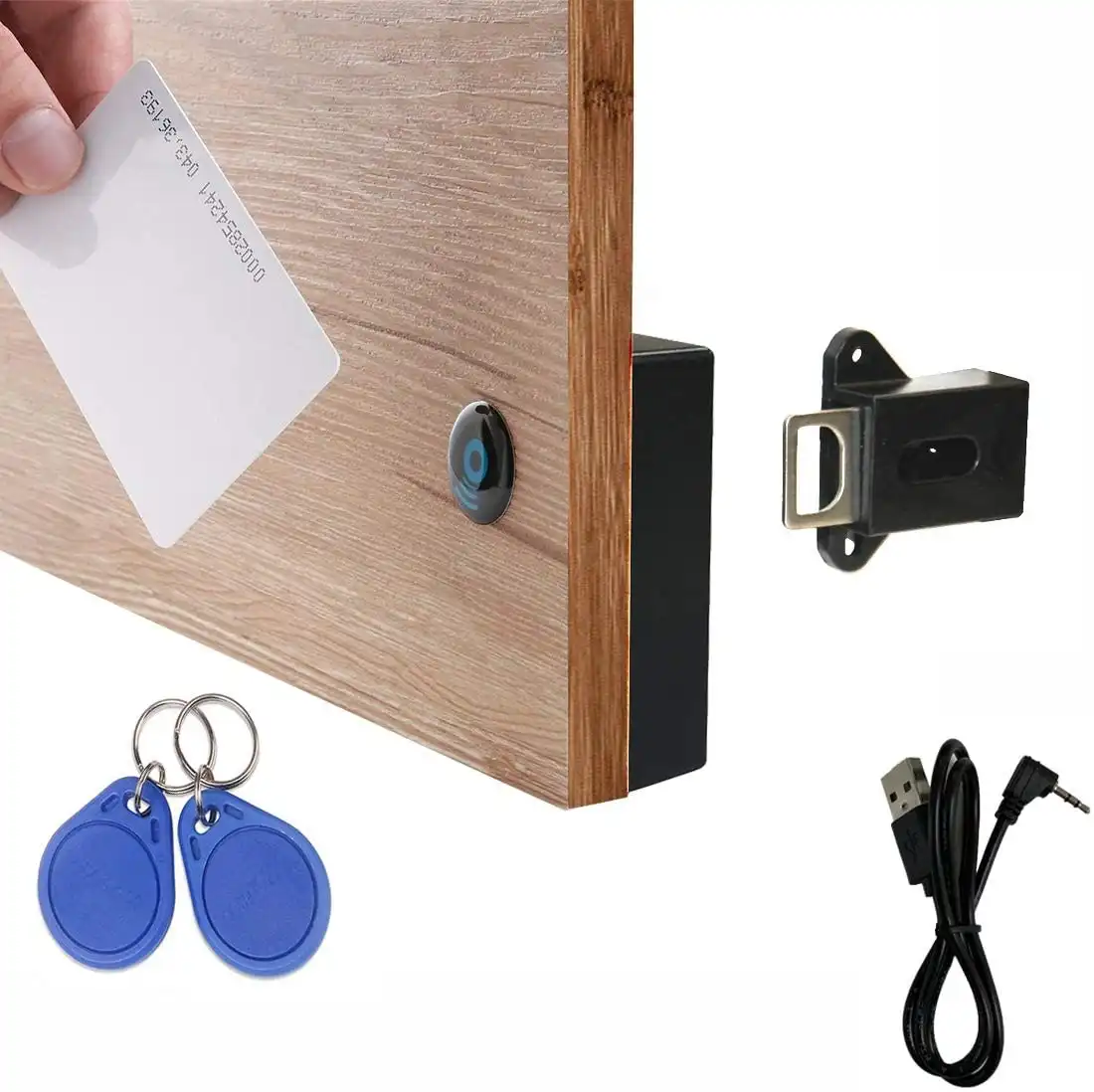 WOOCH RFID Locks for Cabinets Hidden DIY Lock - Electronic Cabinet Lock with USB Cable, RFID Card/Tag/Wristband Entry