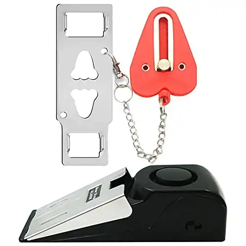 HNHMT Upgraded Portable Door Lock & Door Stop Alarm, Dual Protection Security Door Kit,Door Security Devices Pocket Self Defensey Tools,for Traveling