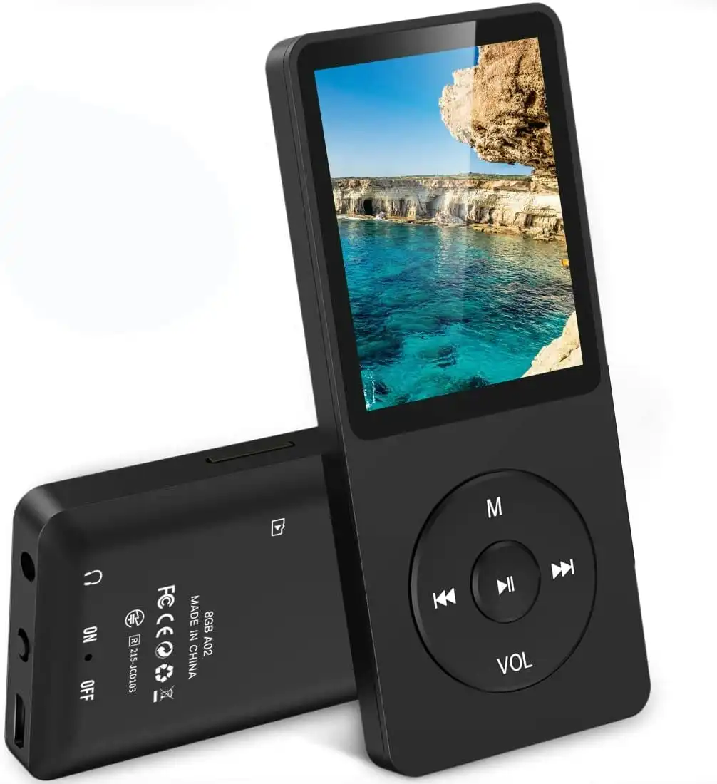 Agptek 8GB MP3 Player, A02 70 Hours Playback Lossless Sound Music Player (Supports up to 128GB), Black