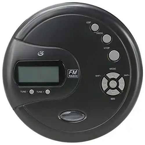 GPX PC332B Portable CD Player with Anti-Skip Protection, FM Radio and Stereo Earbuds - Black