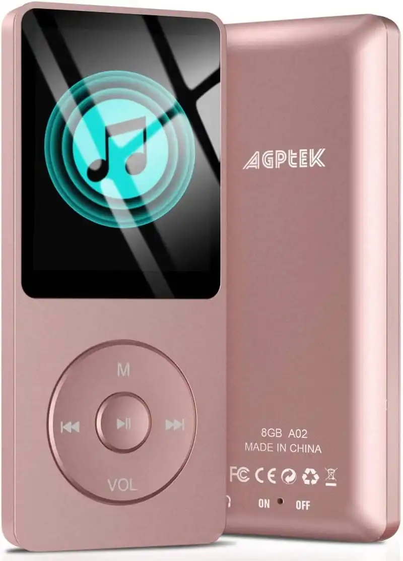 WiFi MP4 Player with Bluetooth, AGPTEK 4 inch Touch Screen 8GB Video Music  Player Support APPs, Spotify, FM Radio, up to 32GB, Pink