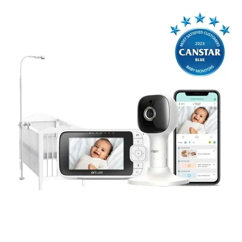 Oricom OBH643P 4.3&Prime; Smart HD Nursery Pal Skyview Baby Video Monitor with Cot Stand