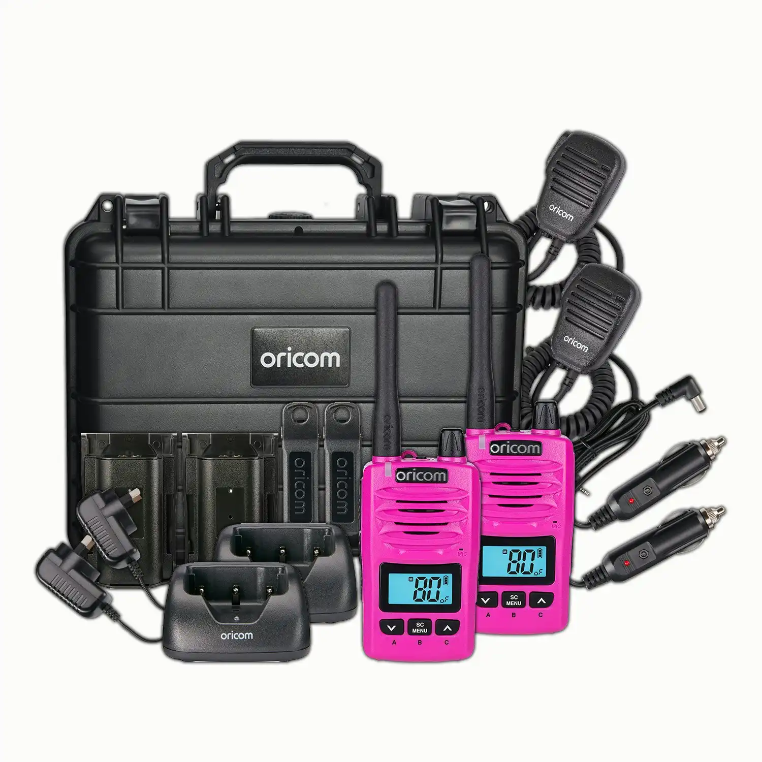 Oricom DTXTP600 5 Watt IP67 Waterproof Handheld UHF CB Radio Trade Pack - Pink
