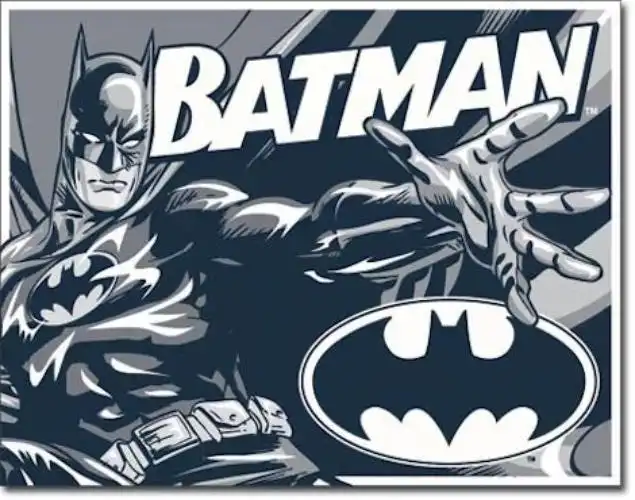 Batman Retro Tin Sign (Black, White & Grey)