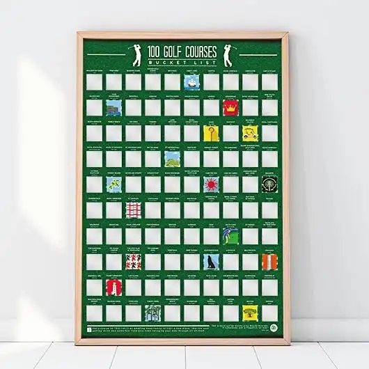 Gift Republic – 100 Golf Courses Bucket List Scratch Poster