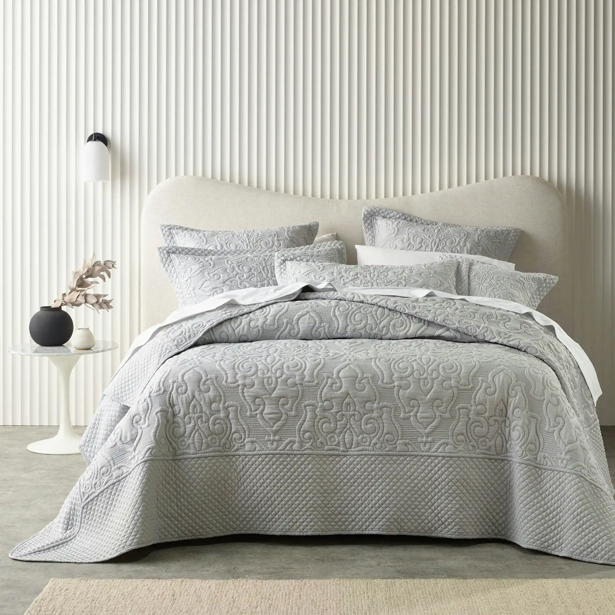 Bianca Bedding Laurent Silver Polyester Bedspread Set