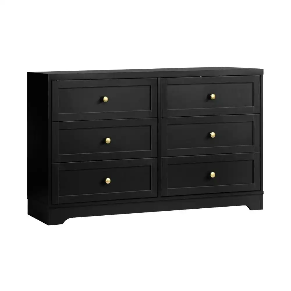 DAIN Chest of Drawers with 6 Drawers Dresser Tallboy Storage Cabinet Black