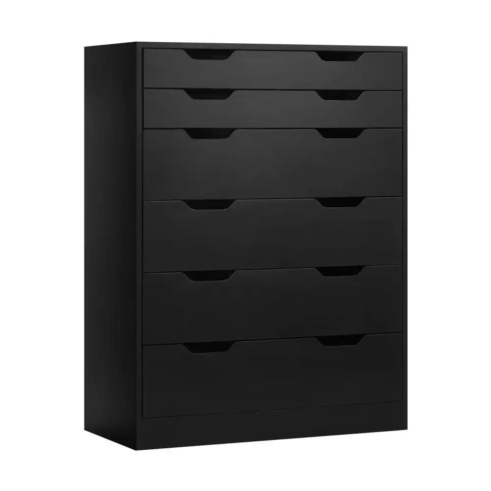 ELOUEF 6 Chest of Drawers Tallboy Storage Cabinet Dresser Bedroom Black