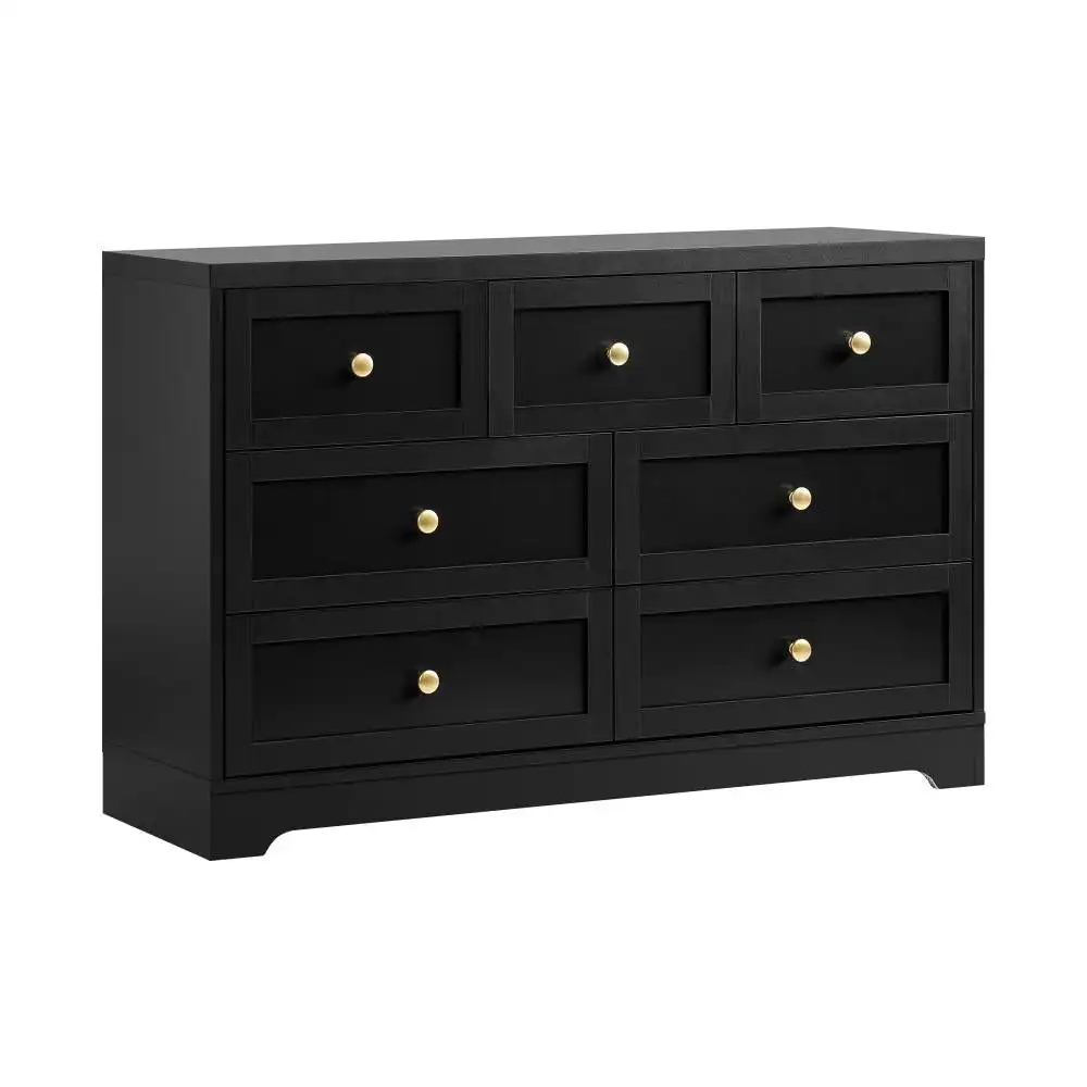 DAIN Chest of Drawers with 7 Drawers Dresser Tallboy Storage Cabinet Black