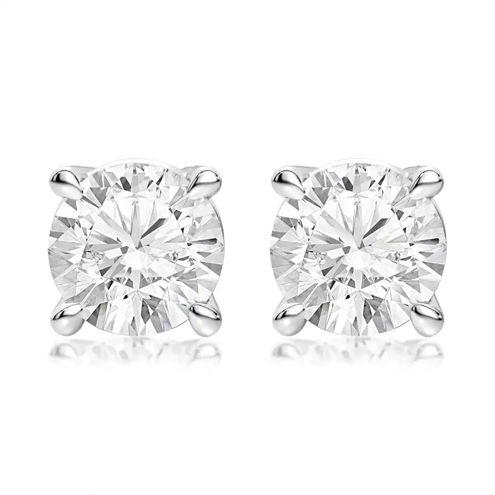 Luminesce Lab Grown Diamond 2 Carat Solitaire Stud Earrings in 14ct White Gold
