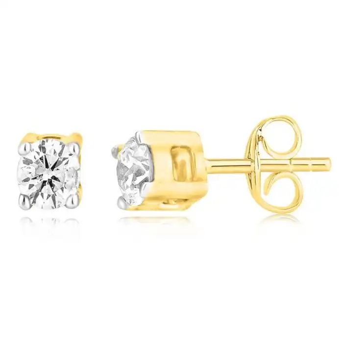9ct Yellow Gold 0.05 Carat Diamond Stud Earrings