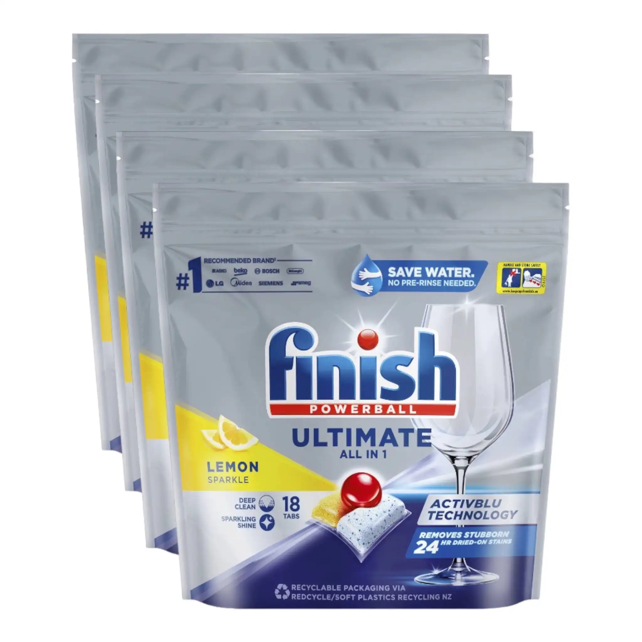 4 Pack Finish Ultimate All In One Lemon Dishwasher Tablets 18 Pack
