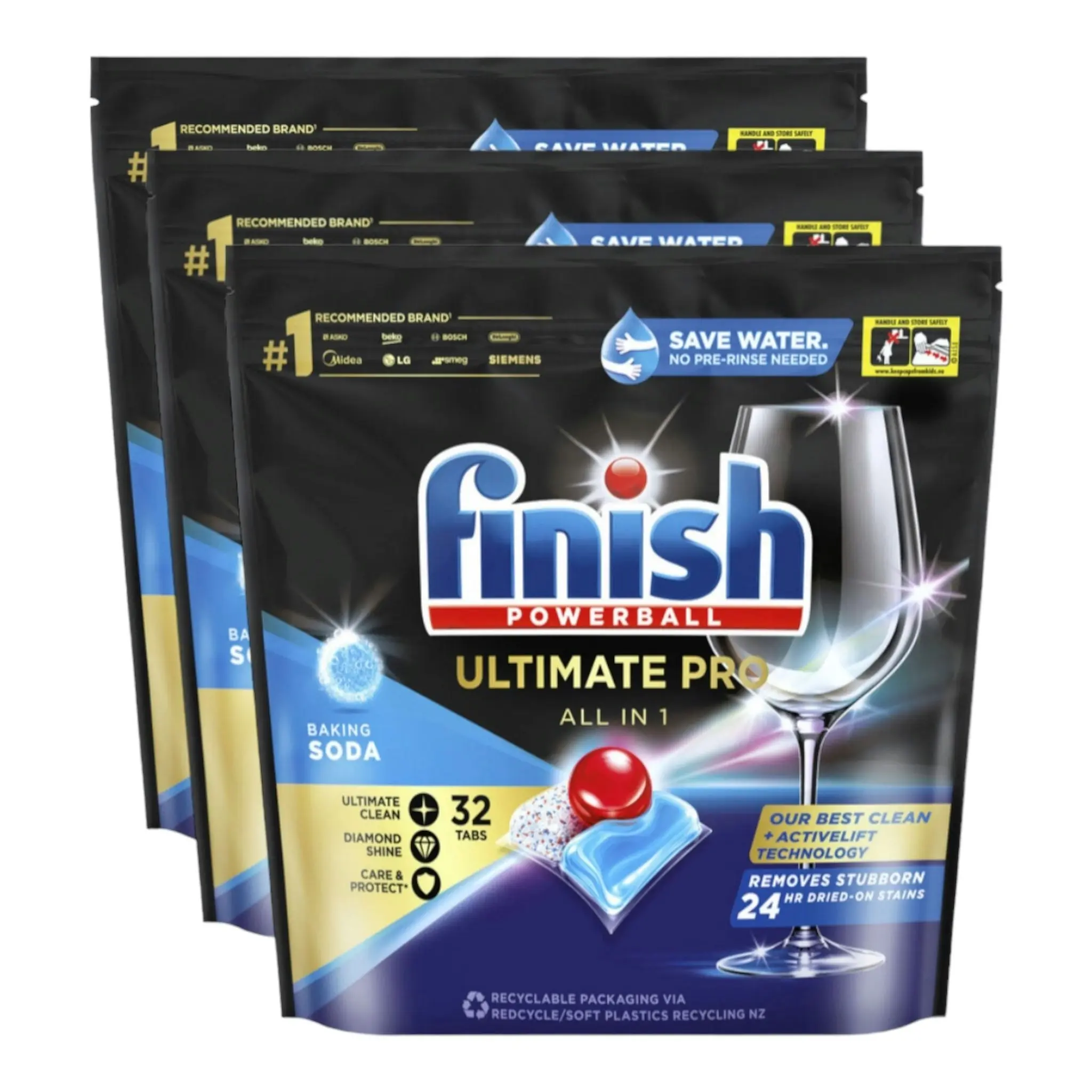 3 Pack Finish Powerball 32 Quantum Ultimate Pro Baking Soda Tablets ...