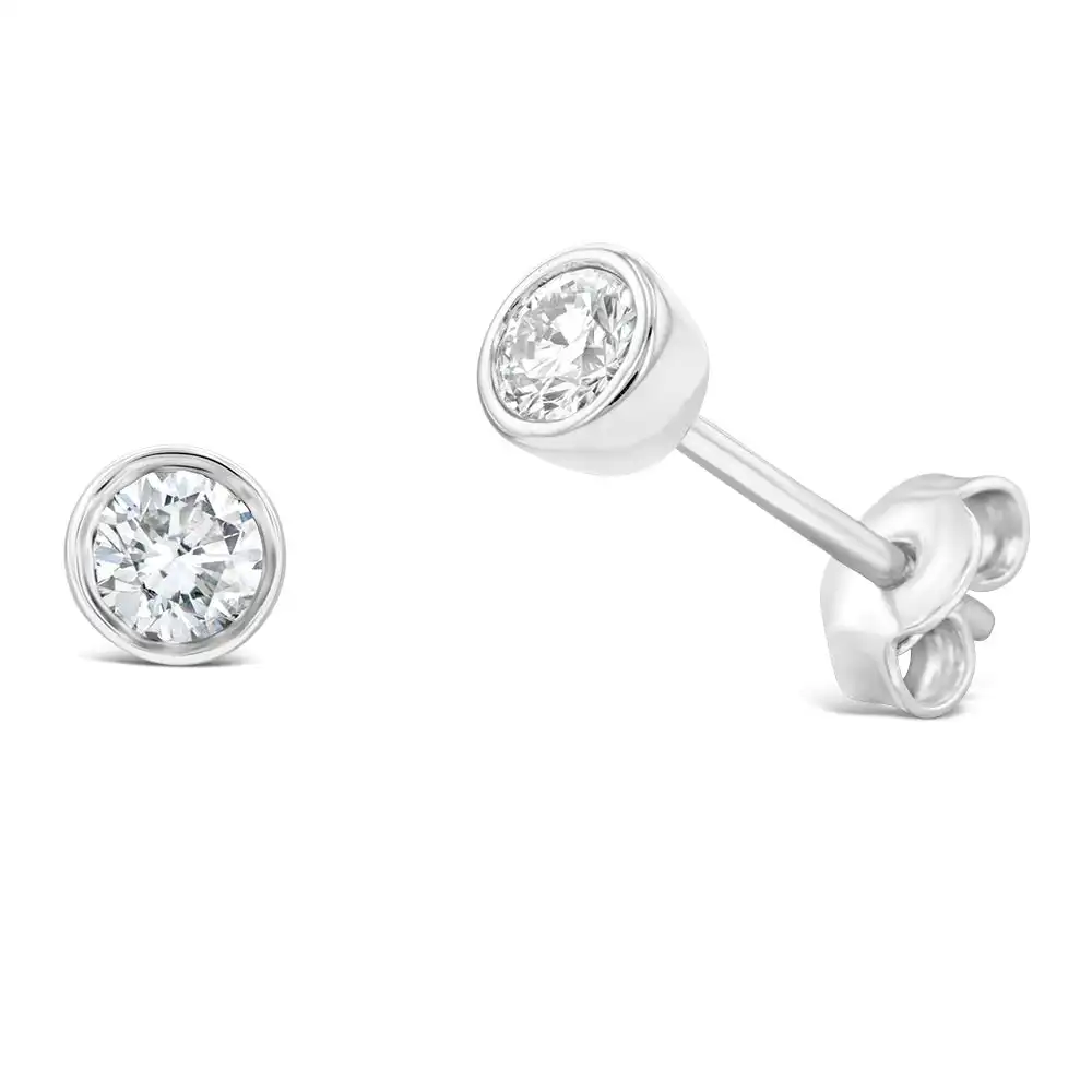 Sterling Silver 1/3 Carat Diamond Stud Earrings