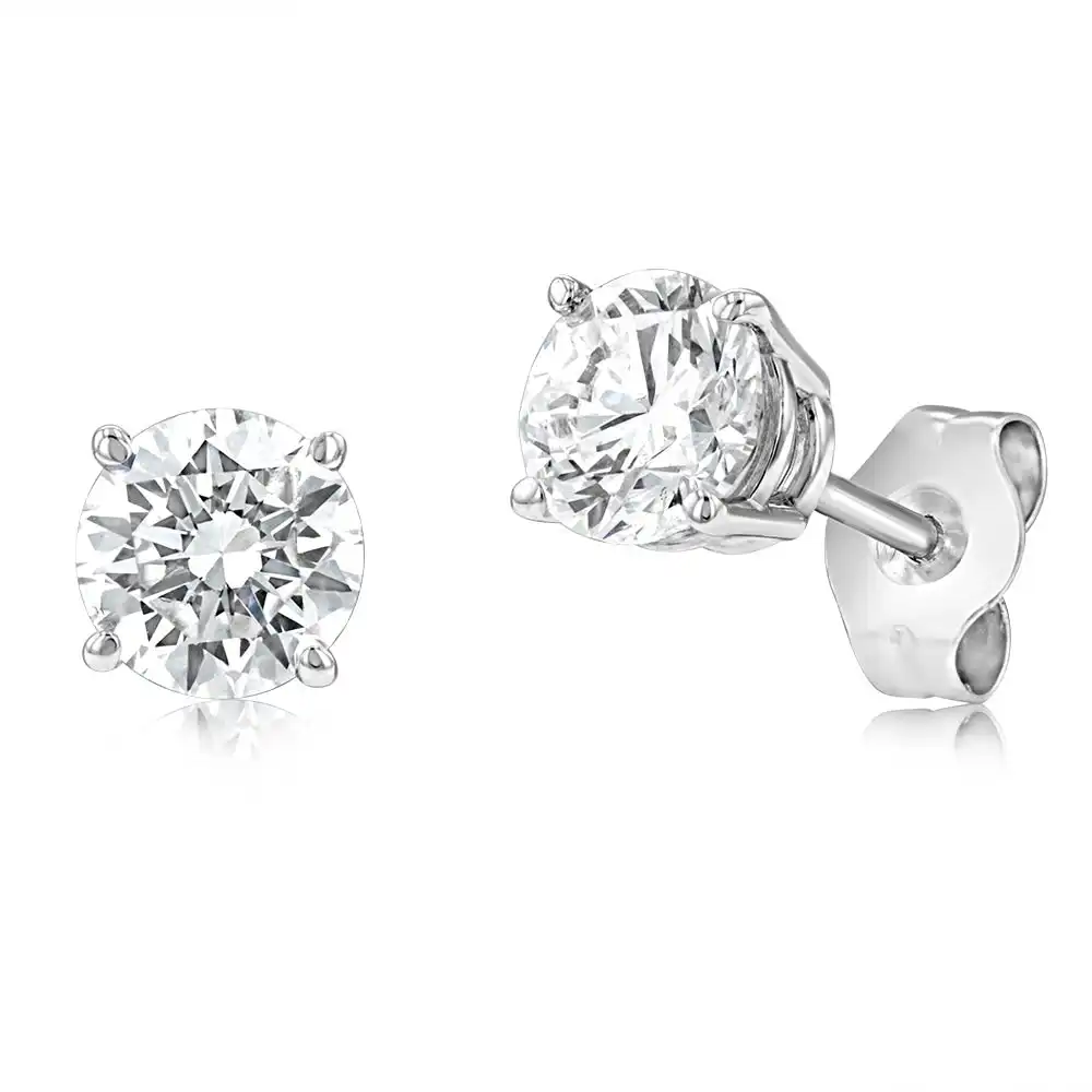 Luminesce Lab Grown Diamond 1 Carat Solitaire Stud Earrings in 14ct White Gold